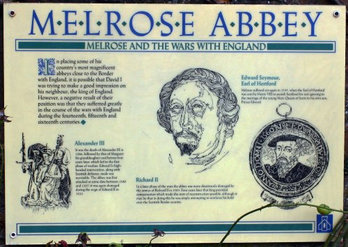 information board at melrose abbey