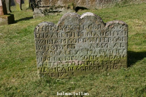 gravestone at Balmaclellan church