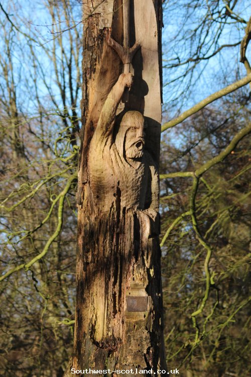 Wood carving at Lochmaben castle