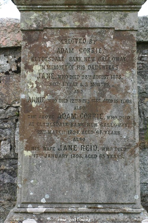 Gravestone @ Balameclellan & kells church new Gallowa